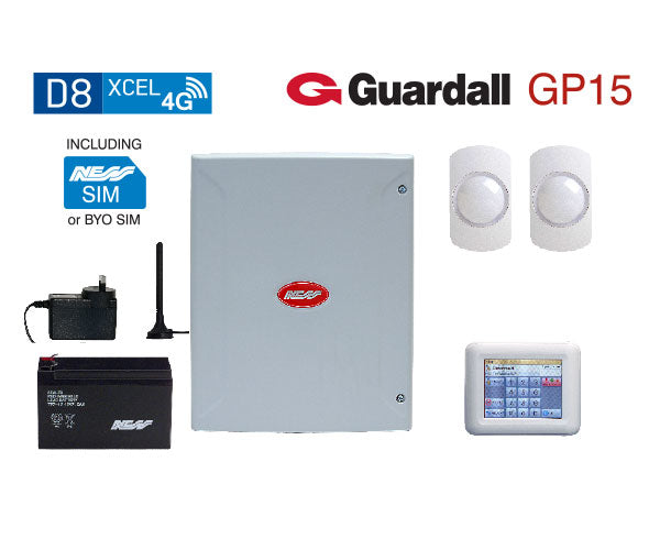 Ness D8XCEL 4G Alarm Kit with Navigator Touchscreen Keypad & Guardall GP15 PIR Sensors – SKU: K-9412