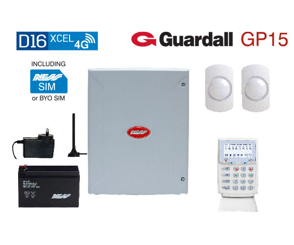 Ness D16XCEL 4G Alarm Kit with KPX+ Keypad & Guardall GP15 PIRs | 16-Zone Security System – SKU: NASS-K-9414