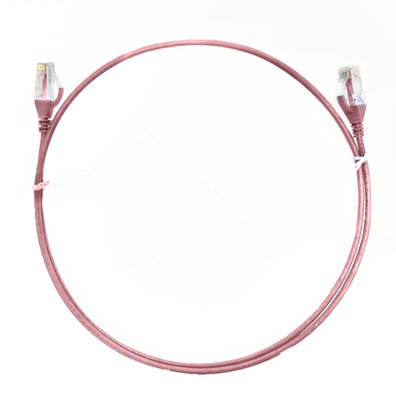 4Cabling 2.5m CAT6 Ultra-Thin LSZH Ethernet Network Cable – Pink, RJ45, 28AWG, 10GbE, Fluke Tested