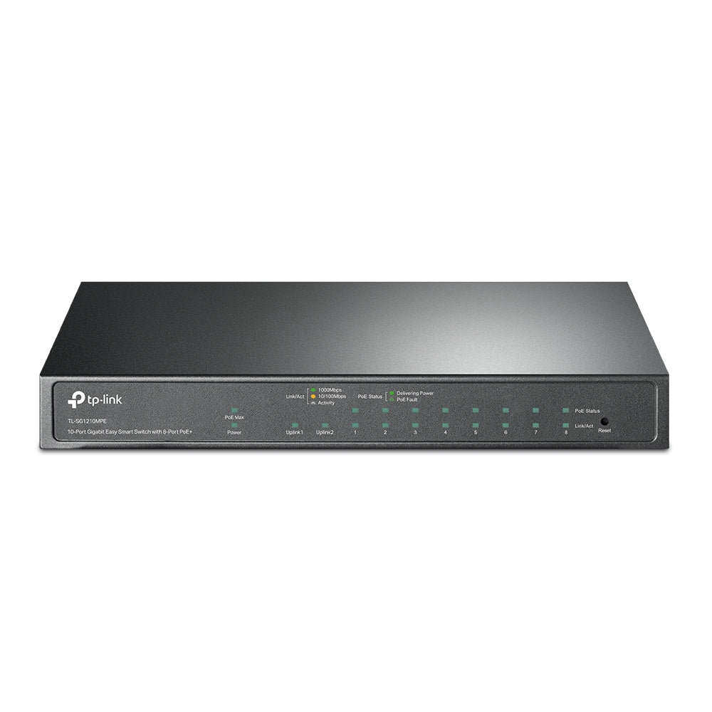 TP-Link TL-SG1210MPE 10-Port Gigabit Easy Smart Switch with 8-Port PoE+ | Fanless Design, 123W PoE Budget, VLAN & Web Management
