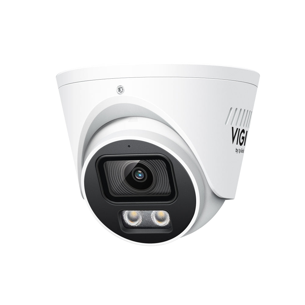 TP-Link VIGI InSight S445S 4MP ColourPro turret network camera with AI-ISP, low-light night vision, IP67, PoE, and two-way audio.