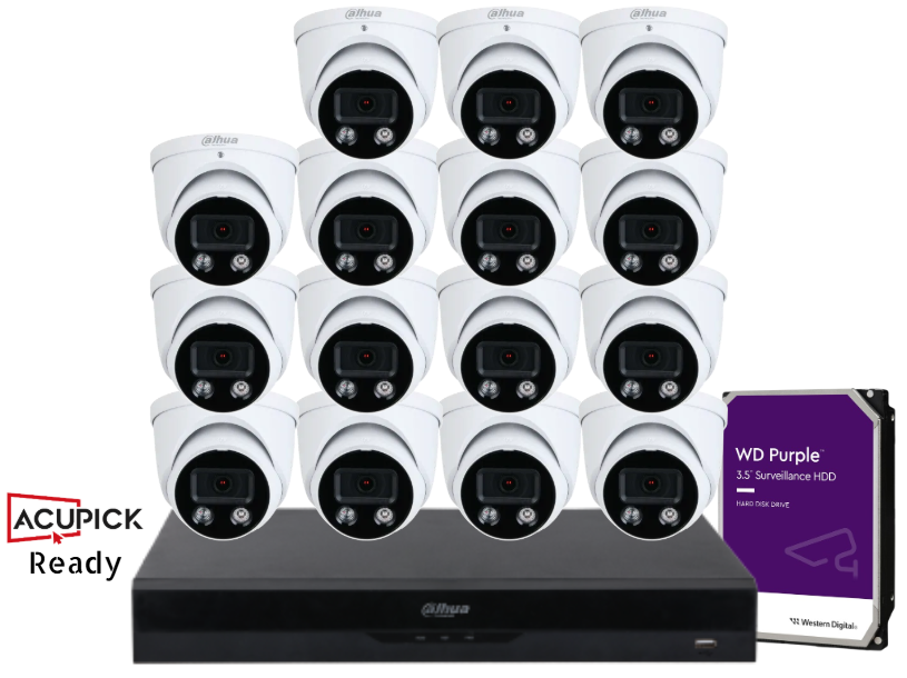 Dahua 6MP TiOC 3.0 AI AcuPick CCTV Kit – 16 Channel NVR upto x4 - x16 Cameras + HDD – Full-Color, Active Deterrence – SKU: DH-IPC-HDW3649H-AS-PV-ANZ-S2
