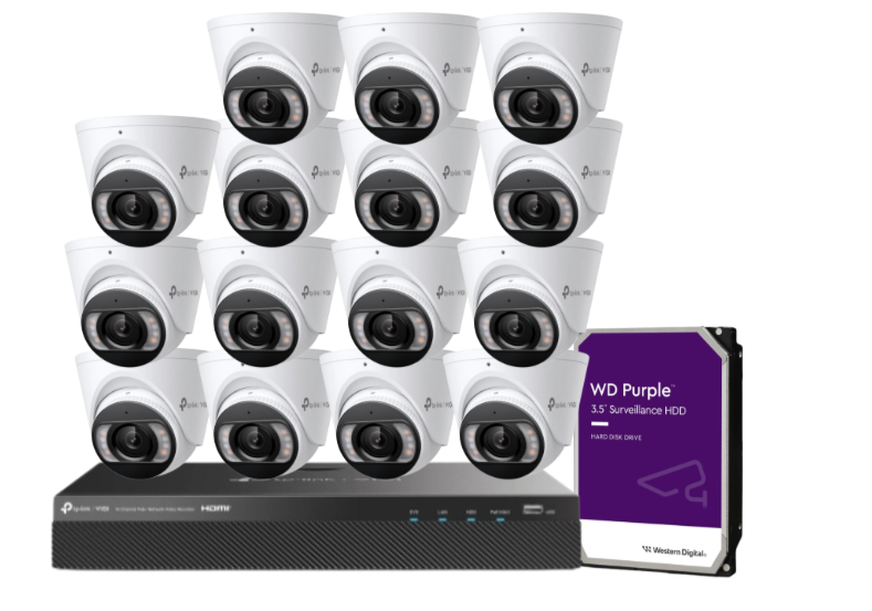 TP-Link VIGI C445 4MP Professional-UP TO-16-Camera 4MP Full-Colour Surveillance Kit with 16-Channel PoE+ NVR & HDD – AI Smart Detection, IP67 Outdoor Ready