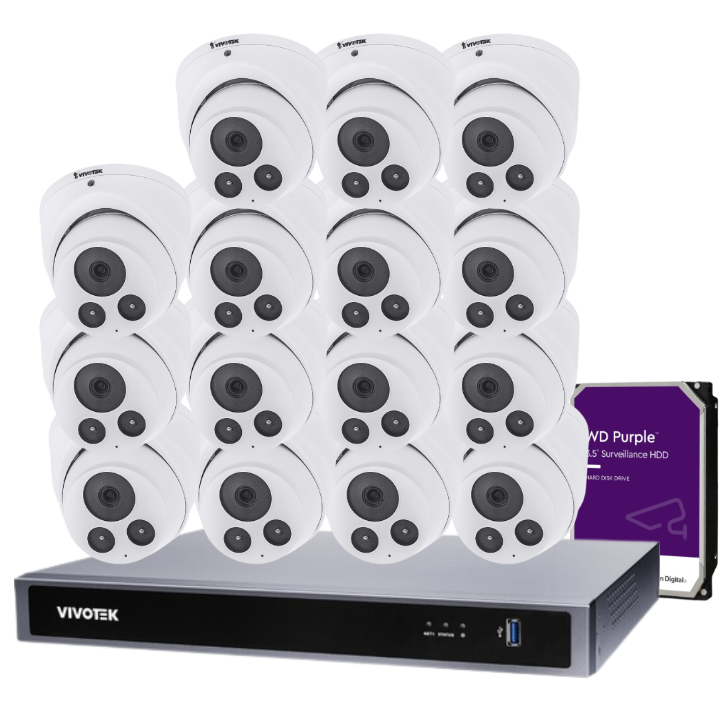 Vivotek IT9380-H 5MP CCTV Kit with 16 Cameras + 16-Channel NVR & HDD – AI-Powered, Professional-Grade Surveillance System