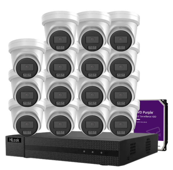 HiLook IPC-T581H-MU 4K Hi-Color CCTV Kit with 16-Channel PoE NVR + HDD | Up to 16 Cameras | SKU: IPC-T581H-MU-16KIT