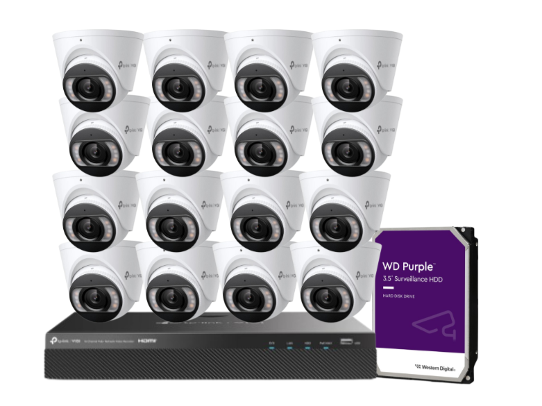 TP-Link VIGI C445 4MP Professional-UP TO-16-Camera 4MP Full-Colour Surveillance Kit with 16-Channel PoE+ NVR & HDD – AI Smart Detection, IP67 Outdoor Ready