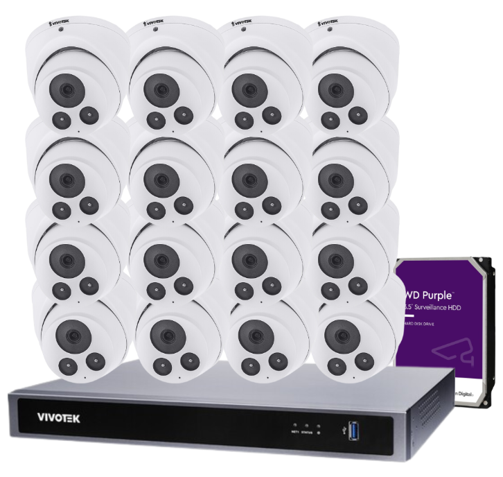 Vivotek IT9380-H 5MP CCTV Kit with 16 Cameras + 16-Channel NVR & HDD – AI-Powered, Professional-Grade Surveillance System