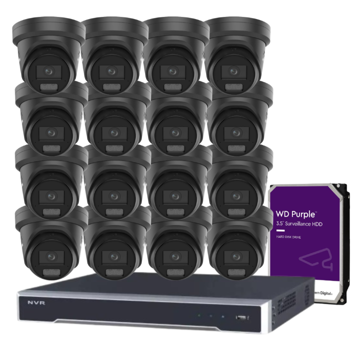 *NEW Hikvision 8MP ColorVu CCTV Kit – 16-Channel 8K NVR DS-7616NI-M2/16P + 16x DS-2CD2387G3-LIS2UY/SL (L)(RB) Cameras, Hybrid Light, Audio, HDD, ANZ Certified