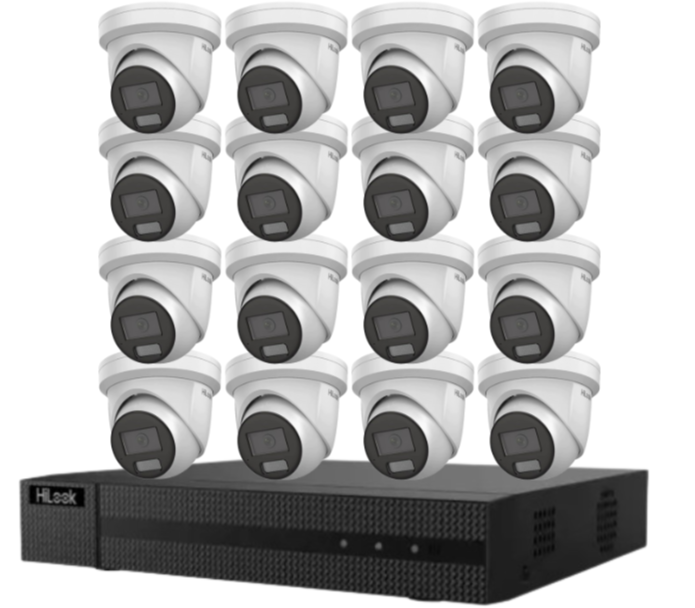 HiLook IPC-T282H-MU 8MP AI Fixed Turret Network CCTV Camera 4K Kit – Up to 16 Cameras + 16CH PoE 4K Recorder + HDD