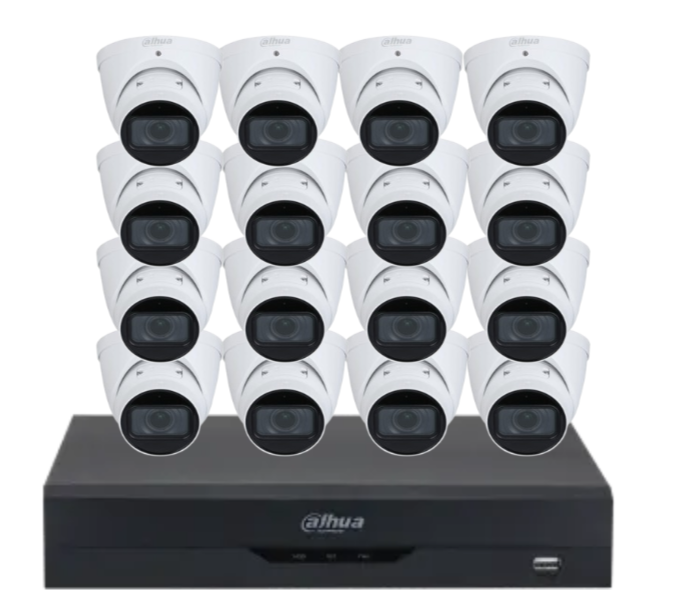 Dahua x16 4MP AI CCTV Kit with 16-Channel WizSense NVR, Vari-Focal Eyeball Cameras + Dual HDD Support – IPC-HDW3441T-ZAS + NVR4216-16P-AI/ANZ