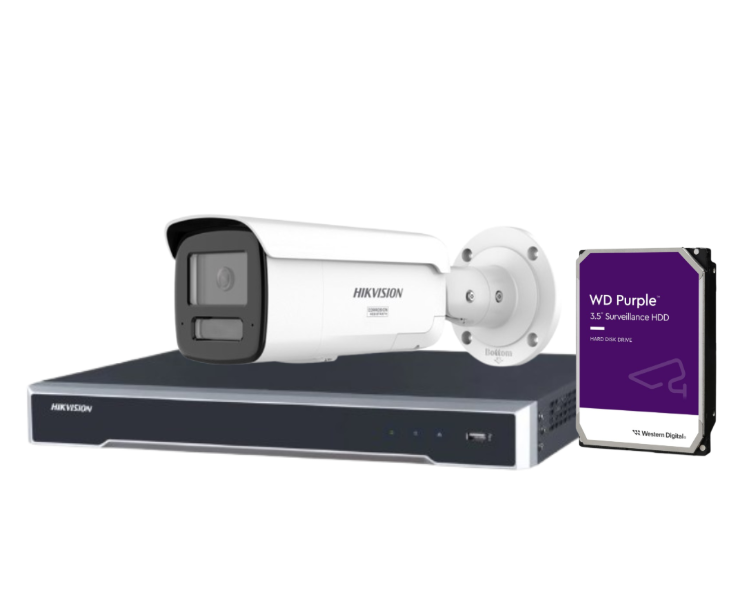 Hikvision 4-Camera 6MP ColorVu Smart Hybrid Light CCTV Kit with DS-7604NI-M1/4P NVR and HDD - CCTV Importers