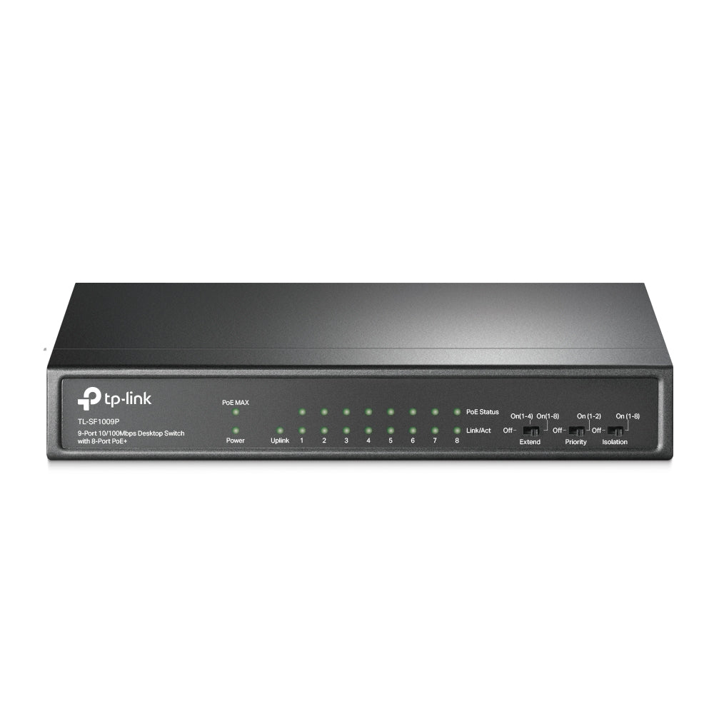 TP-Link TL-SF1009P 9-Port 10/100Mbps Desktop PoE+ Switch | Reliable Power & Data for Small Networks – EOL