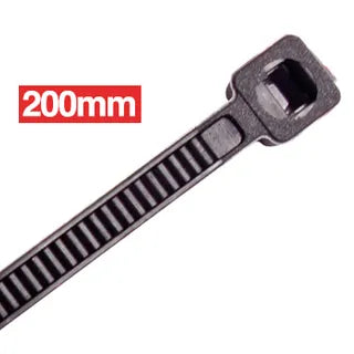 CABAC Releasable Cable Ties – 200mm x 4.8mm, UV-Stabilised Black Nylon, Packet of 100 | TC200BK | Heavy-Duty, Reusable, Outdoor-Grade