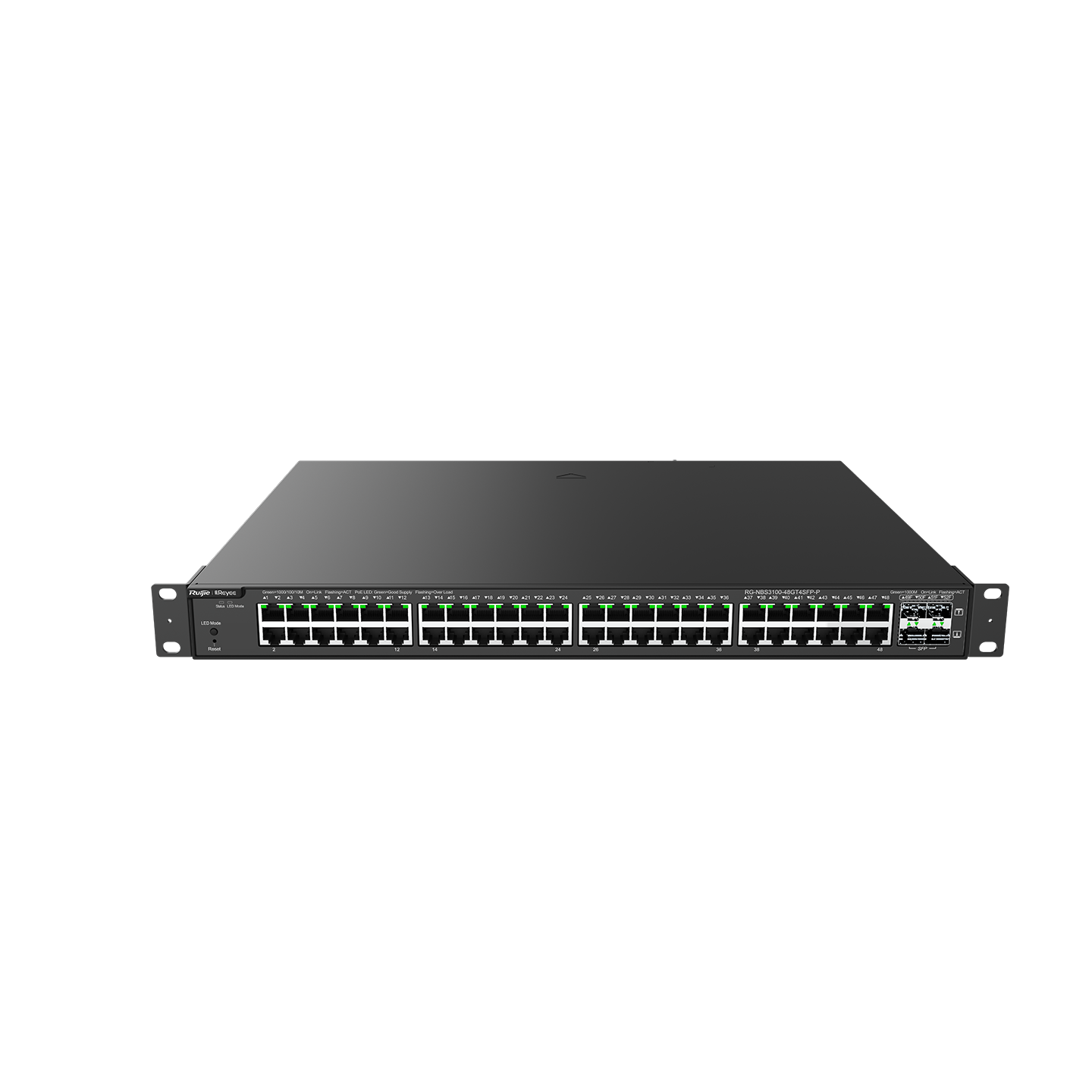 RG-NBS3100-48GT4SFP-P 52-Port Gigabit Layer 2 Cloud Managed PoE Switch – 48 PoE+ Ports, 4 SFP Uplinks, 370W, Enterprise-Cla