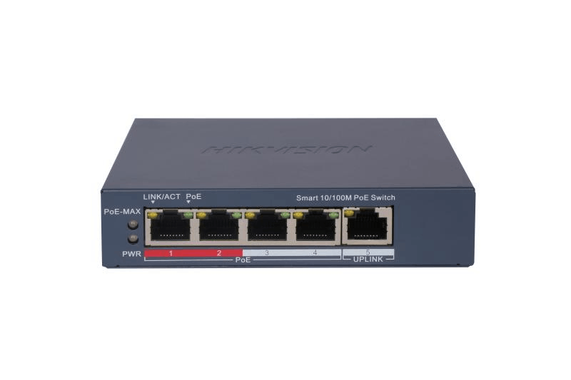 Hikvision DS-3E1105P-EI 4-Port Smart Managed PoE Switch – 60W PoE, 300m Long Range, PoE Watchdog