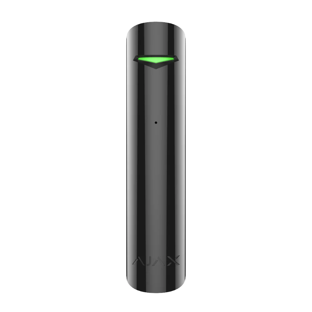 Ajax GlassProtect Jeweller wireless glass break detector in white or black, indoor acoustic sensor for alarm security.