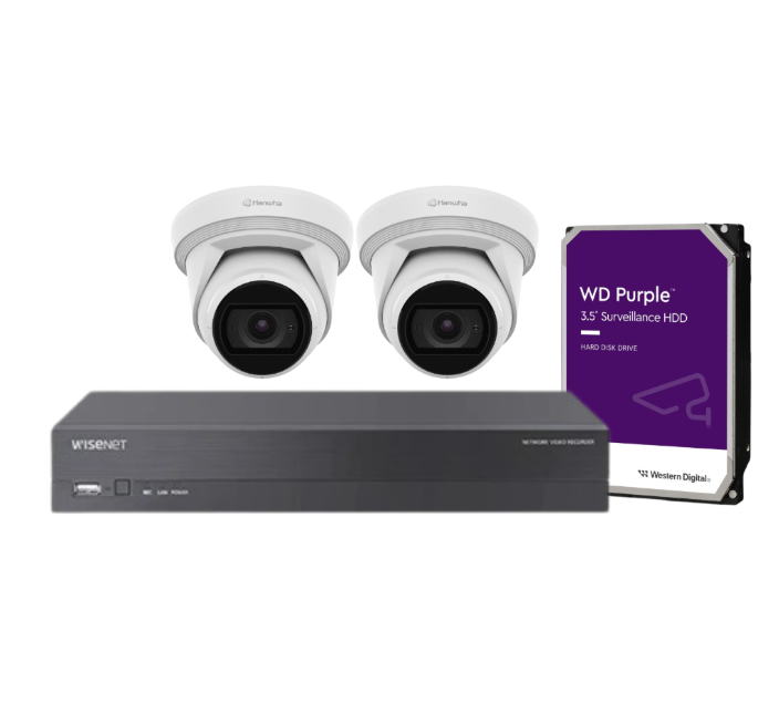 Hanwha Wisenet 5MP CCTV Kit with 4 Cameras and 4-Channel Recorder (HAN-ANE-L8082R-4KIT) - CCTV Importers
