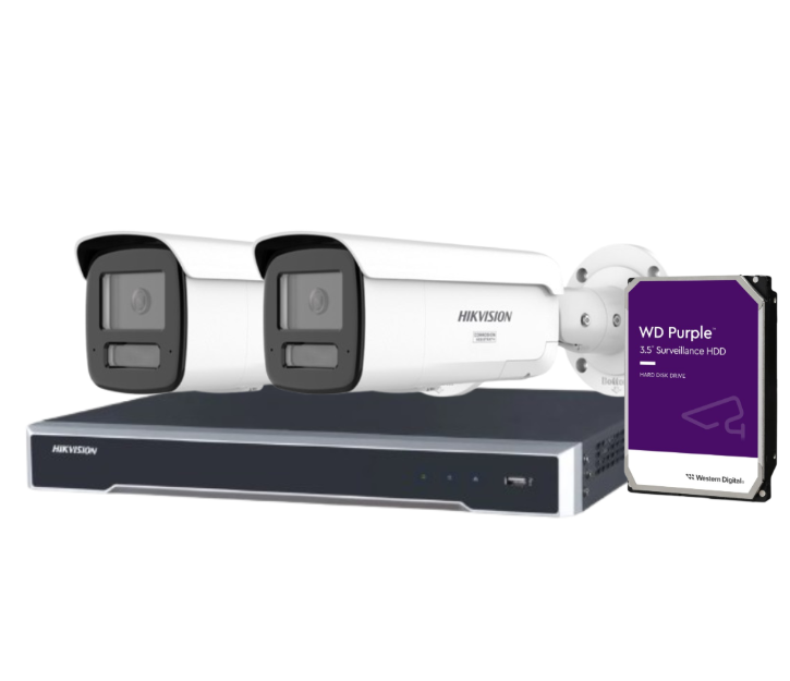 Hikvision 4-Camera 6MP ColorVu Smart Hybrid Light CCTV Kit with DS-7604NI-M1/4P NVR and HDD - CCTV Importers