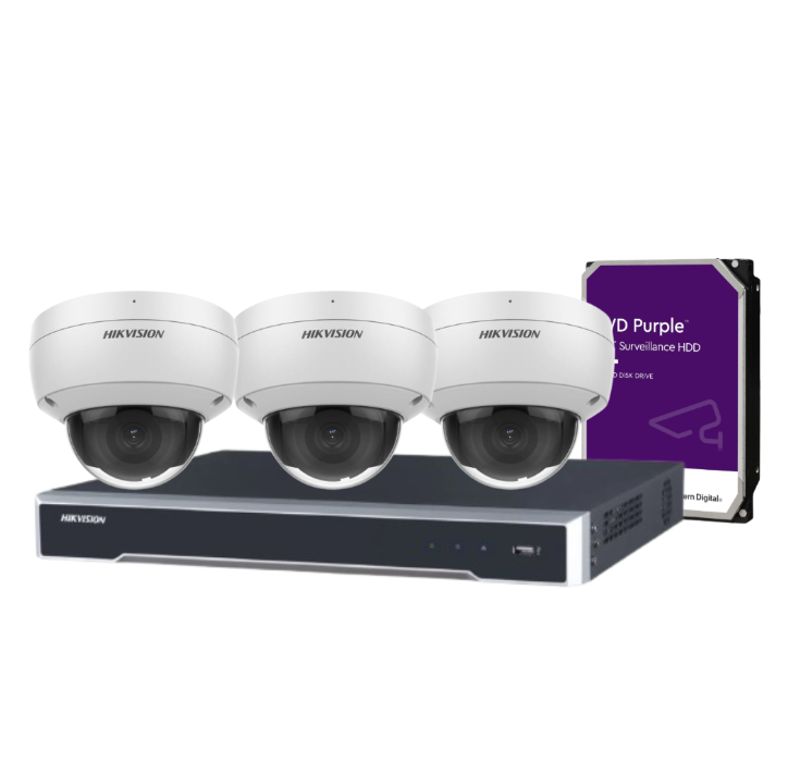 Hikvision 6MP AcuSense CCTV Kit with 4-Channel PoE NVR | DS-2CD2166G2-ISU Cameras + DS-7604NI-M1/4P Recorder + HDD | IP67 IK10 Rated | DarkFighter Night Vision