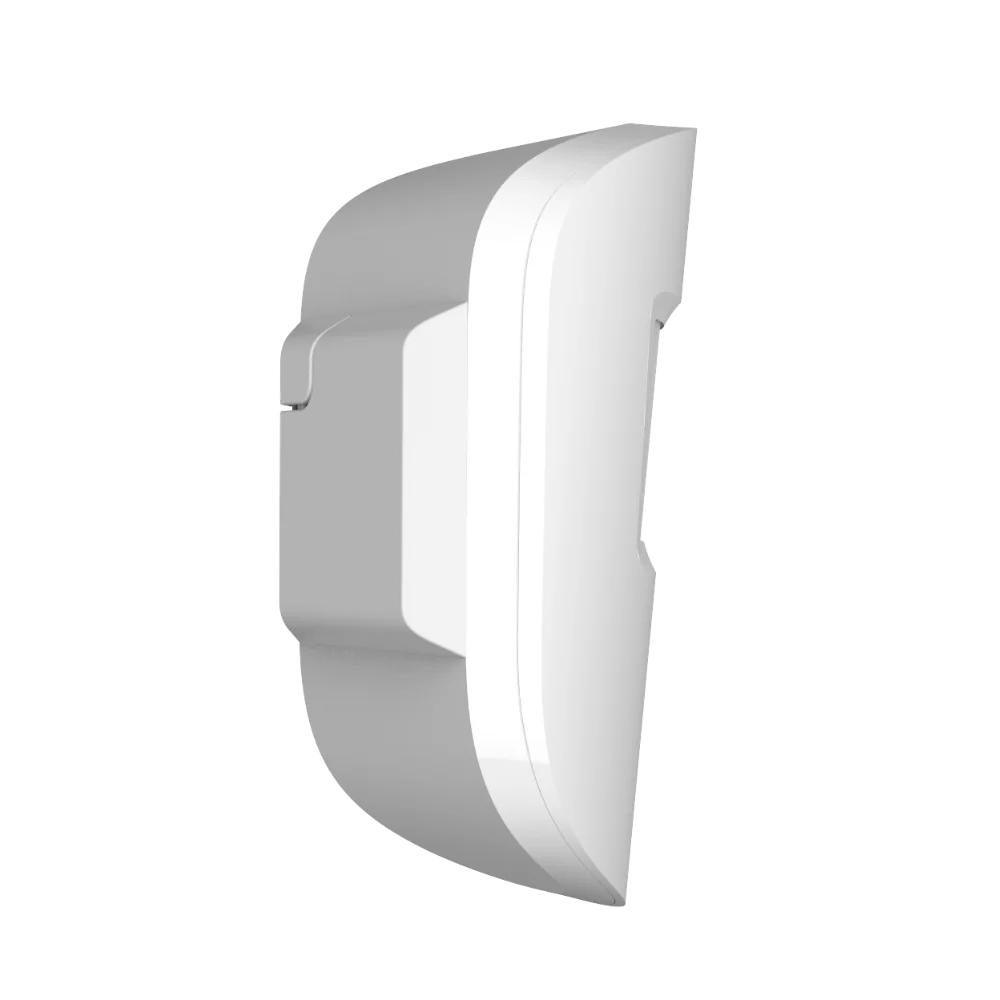 Ajax MotionCam PHOD wireless PIR motion detector in white and black for home security alarm systems.