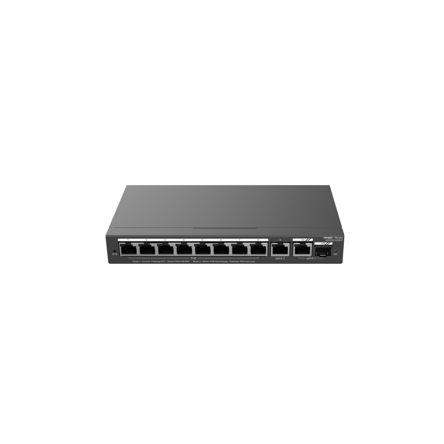 RG-ES210GS-P 10-Port Gigabit Smart Cloud Managed PoE Switch – 8 PoE+ Ports, 1 Combo Port, Fanless, Ideal for Enterprise & CCTV Networks