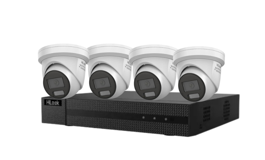 HiLook 4K CCTV Kit with 4CH NVR, Up to x4 8MP Smart Turret Cameras (IPC-T289H-MU/SL) + HDD – Hybrid Light, Audio Alarm, AI Detection, Outdoor-Ready