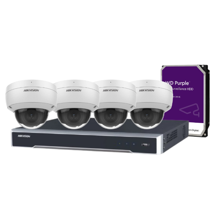 Hikvision 6MP AcuSense CCTV Kit with 4-Channel PoE NVR | DS-2CD2166G2-ISU Cameras + DS-7604NI-M1/4P Recorder + HDD | IP67 IK10 Rated | DarkFighter Night Vision