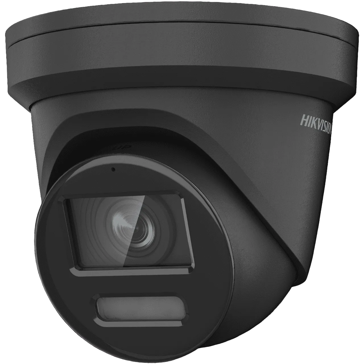 Hikvision DS-2CD2347G2-LSU/SL-B 4MP ColorVu black network CCTV camera with two-way audio, strobe light, and AI human/vehicle detection