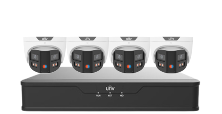 Uniview PRIME-III 8MP 180° Dual-Lens AI CCTV Kit – 4 Channel NVR + HDD – ColorHunter, People Counting, 30m IR – SKU: IPC3K28SE-ADF28KMC-DL-I0-SED