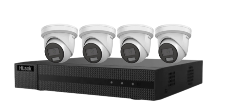 HiLook IPC-T282H-MU 8MP AI Fixed Turret Network CCTV Camera 4K Kit – Includes 4 Cameras + 4CH NVR + HDD