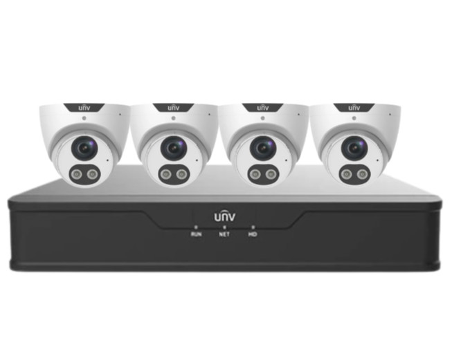 Uniview x4 8MP Tri-Guard CCTV Kit with 4-Channel NVR and HDD – IPC3618SB-ADF28KMC-I0 / NVR301-04B-P4-IQ
