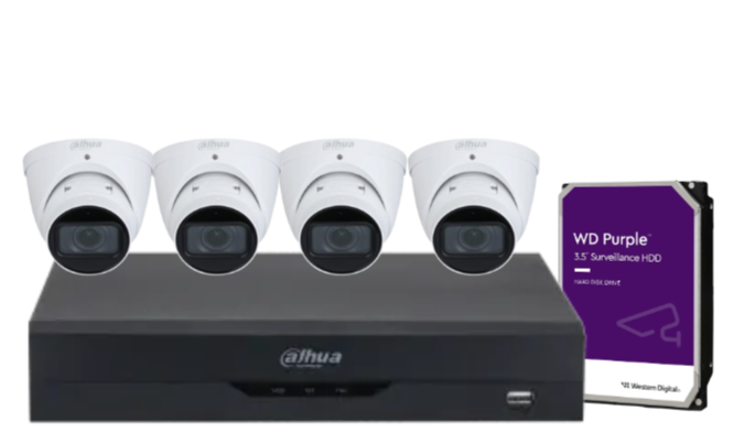 Dahua x4 4MP AI CCTV Kit with 4-Channel WizSense NVR, Vari-Focal Eyeball Cameras + HDD – IPC-HDW3441T-ZAS + DHI-NVR4104HS-P-AI/ANZ