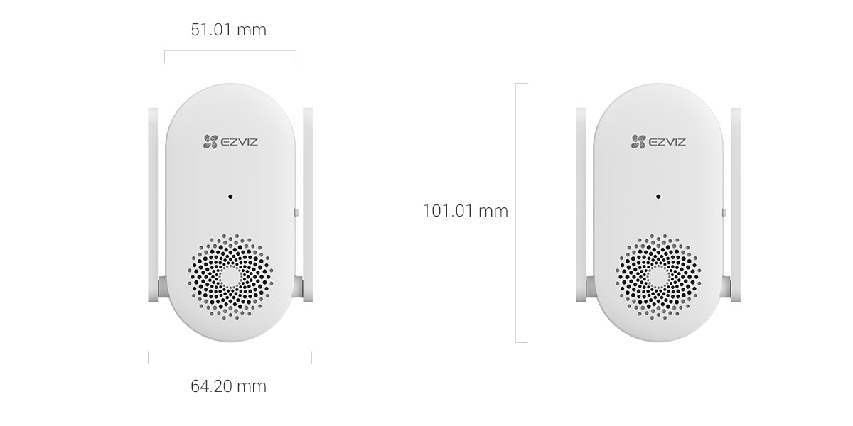 EZVIZ CH1 Smart Wi-Fi Chime for Battery Video Doorbells – 20 Ringtones, Wi-Fi Signal Booster, Plug-In AC Power, Dual Antennas