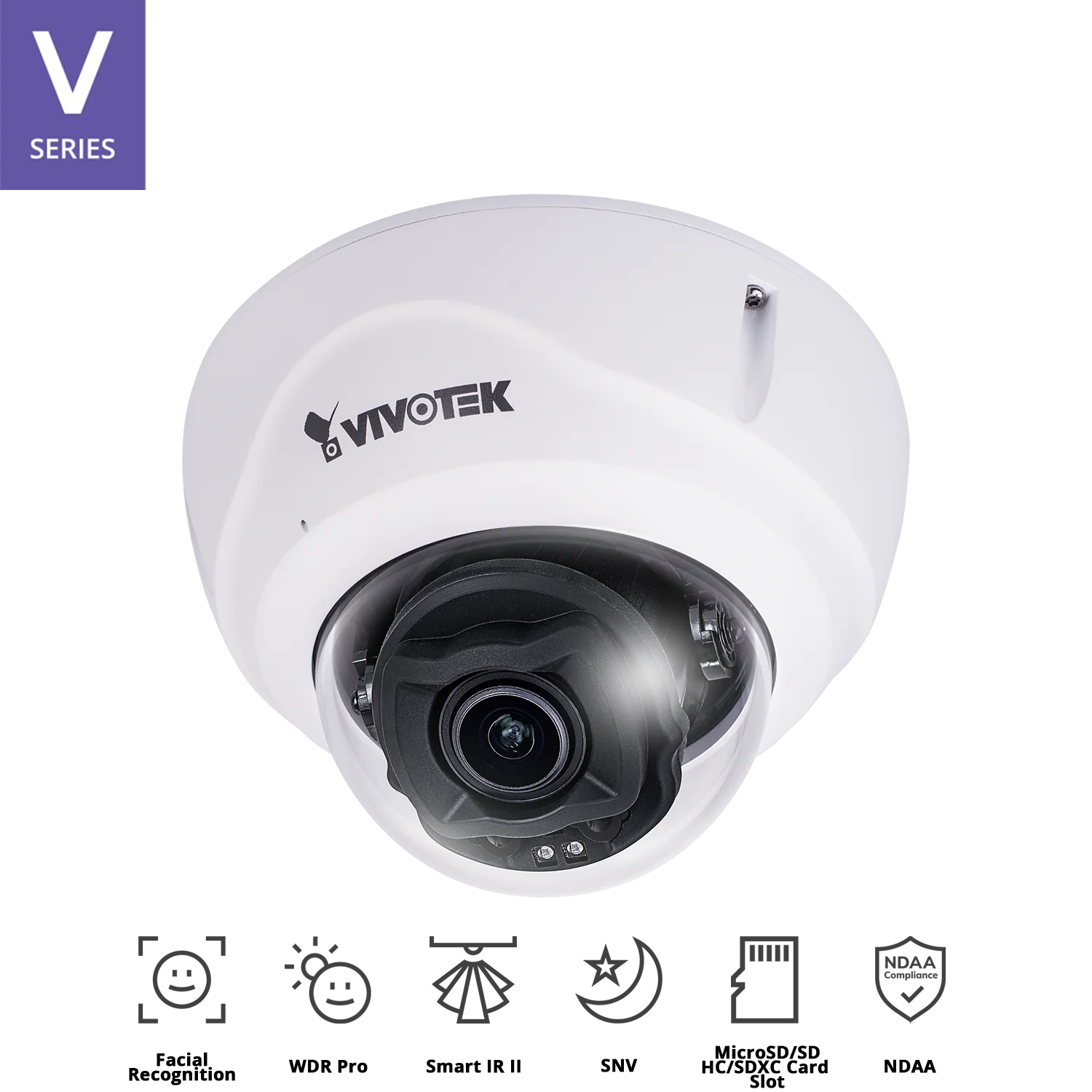 VIVOTEK FD9387-FR-v2 5MP Fixed Dome Facial Recognition Camera – 10,000 Face Profiles, 99% Accuracy, SNV, Smart IR II, WDR Pro, IP66/IK10