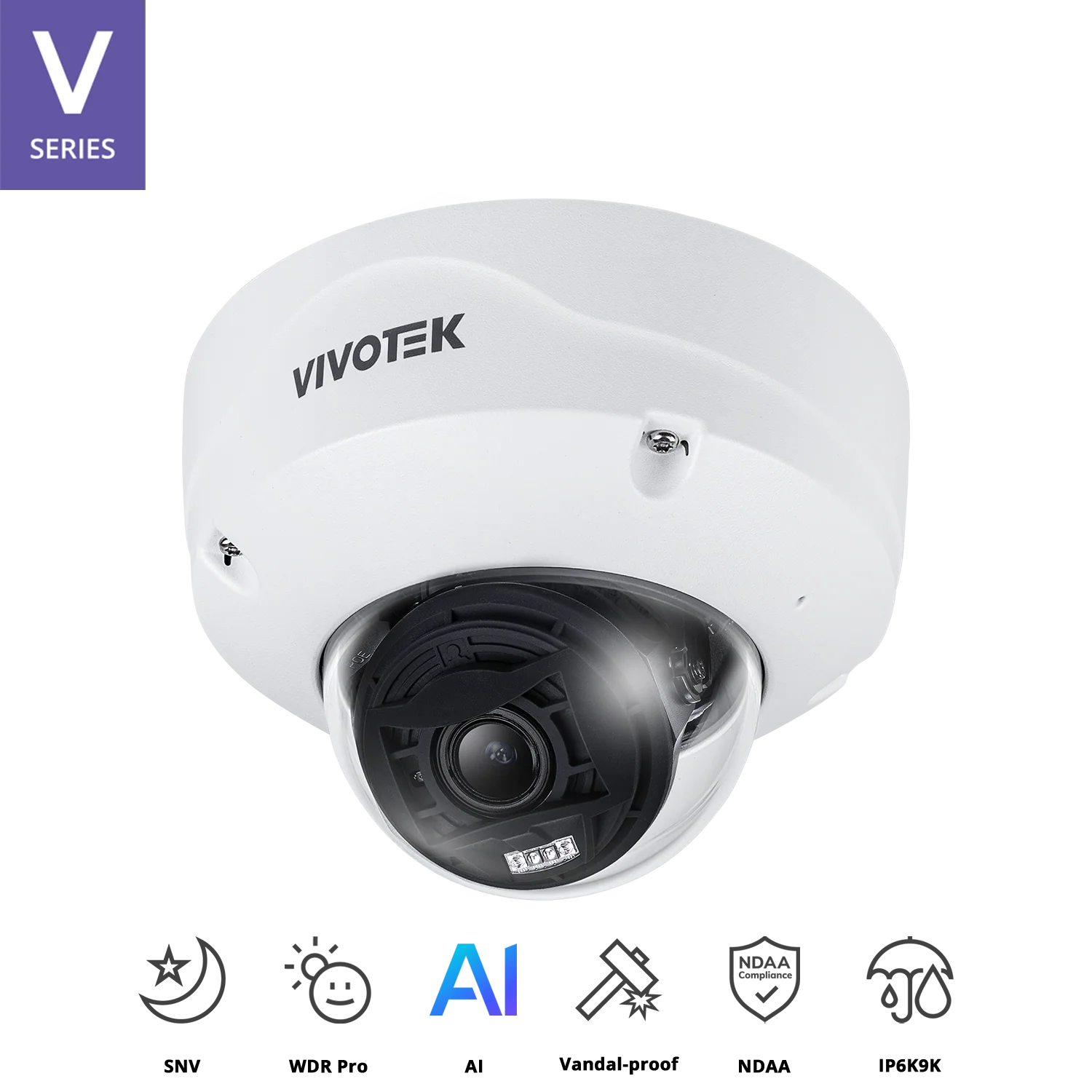 VIVOTEK FD9387-EHTV-V3 5MP Outdoor Fixed Dome Camera with Smart IR III, WDR Pro, AI Analytics & IP66/IK10+ Protection