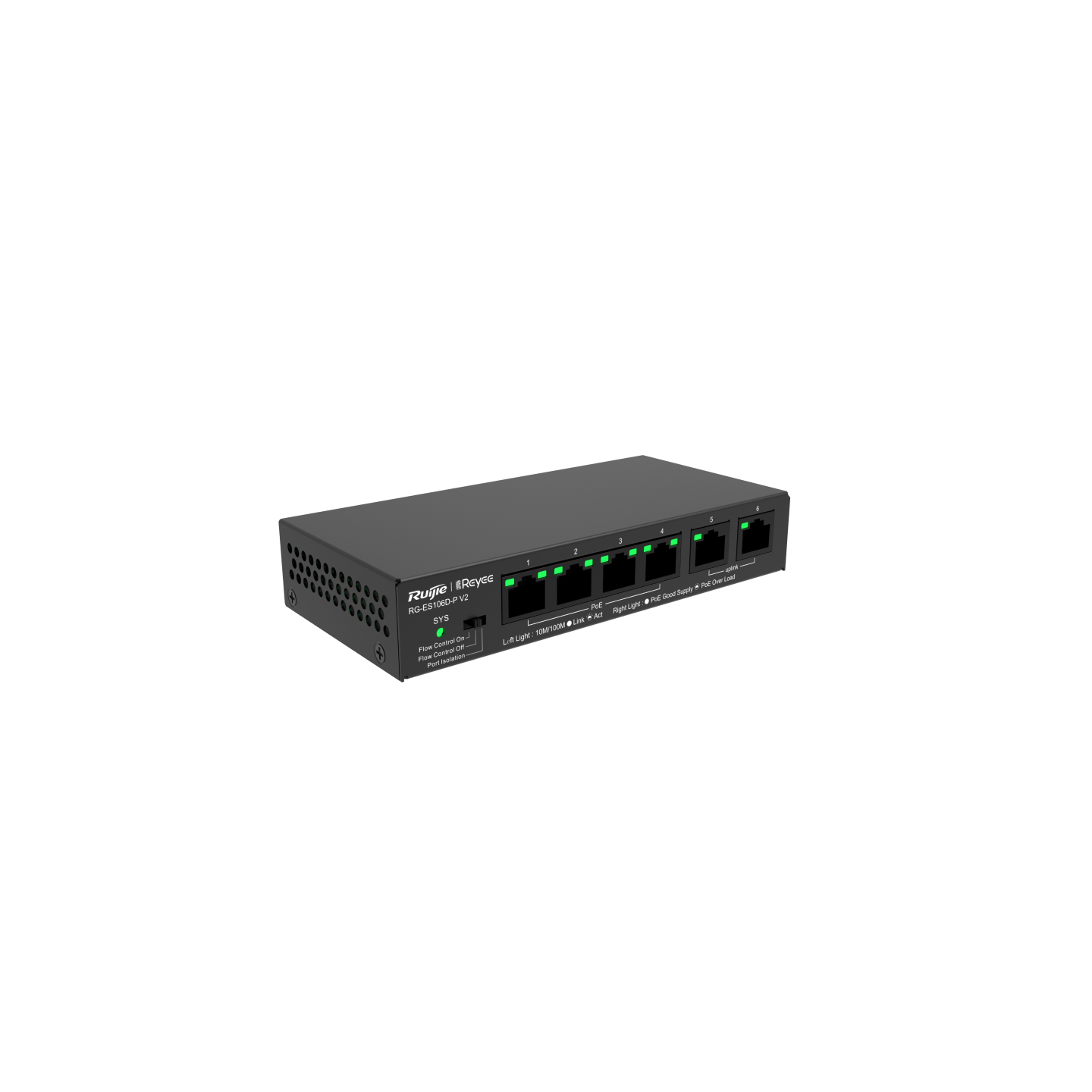 Ruijie RG-ES106D-P V2, 6-port 10/100Mbps Desktop Unmanaged Switch Oi