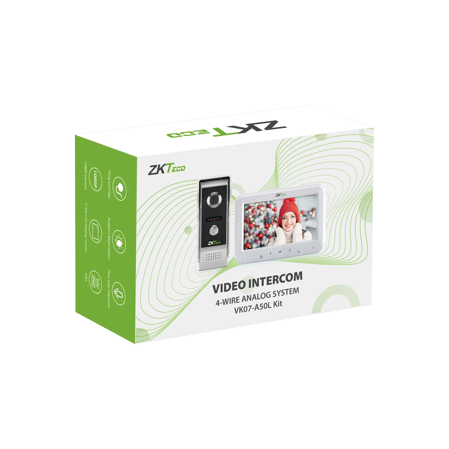 ZKTeco VK07-A50L Kit – 4-Wire Intercom Kit with Villa Door Station & Indoor Monitor