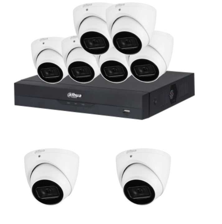 Dahua 6MP/8MP upto 8-Camera Security Kit with 8CH AI NVR – Standard and TIOC Advanced 3.0, PoE, Starlight, Two-Way Audio