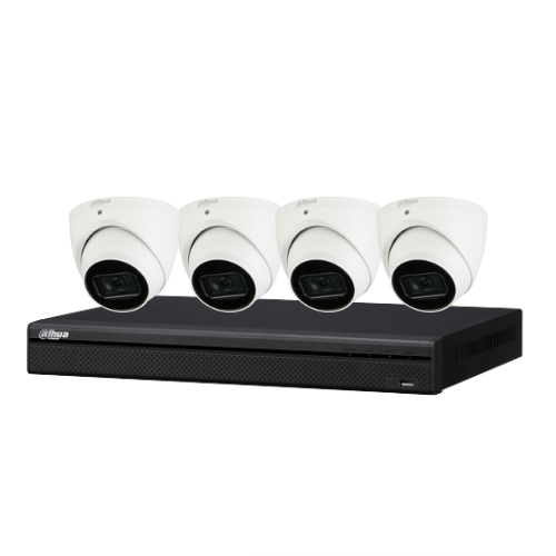 Dahua 4CH NVR kit including 4x 6MP Dahua IPC-HDW3666EMP-S-AUS 4 Cameras Turret, WizSense +2TB HDD