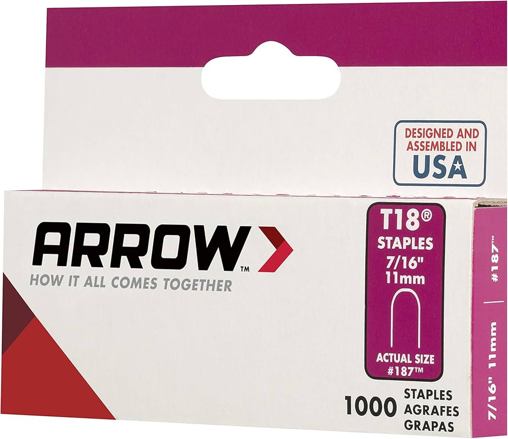 ARROW T18™ Staples – 3/8" (10 mm) Round Crown – Pack of 1,000