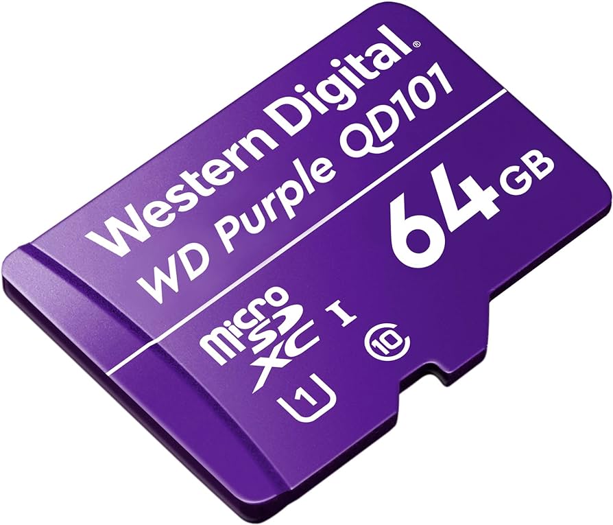 WESTERN DIGITAL, Purple Surveillance 64GB MicroSD Surveillance SD Card