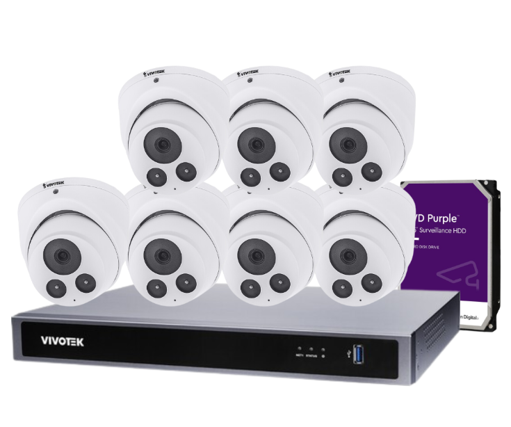 Vivotek IT9380-H 5MP CCTV Kit with 8 Cameras + 8-Channel NVR & HDD – Complete AI Surveillance System