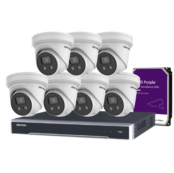 Hikvision 6MP 8-Camera CCTV Kit with 8-Channel 8K PoE NVR | DS-2CD2366G2-I(U) + DS-7608NI-M2/8P + HDD | AcuSense AI, DarkFighter, Audio, IP67