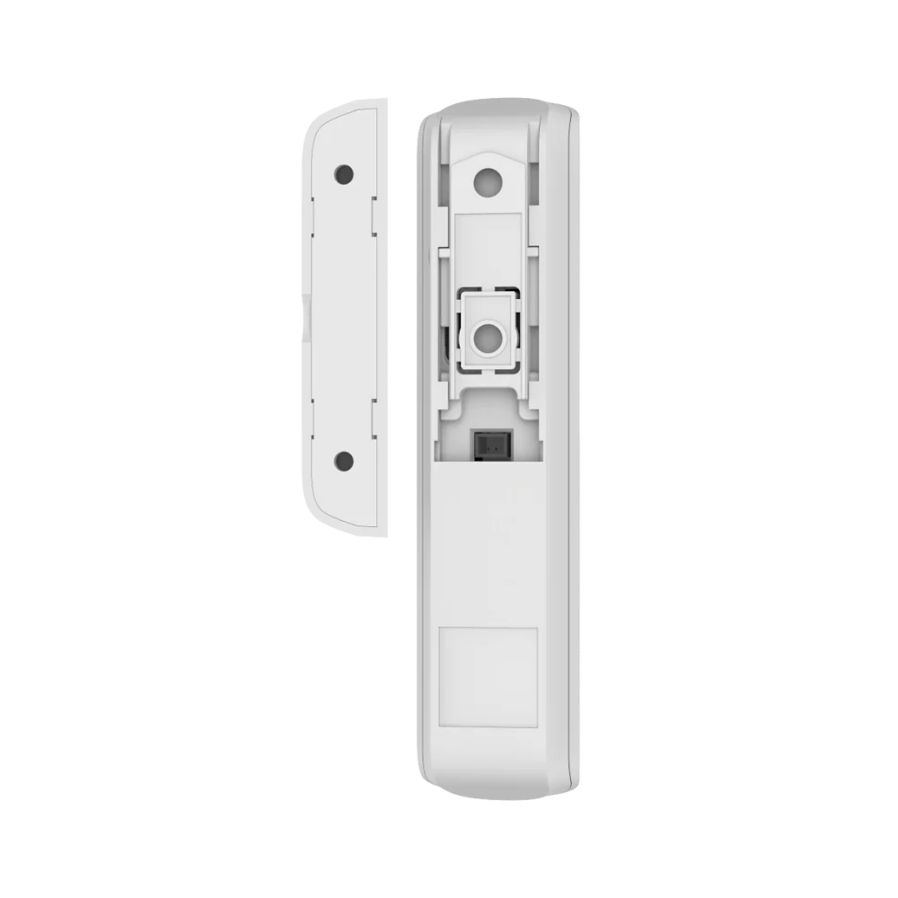 Ajax DoorProtect Jeweller wireless door and window detector with magnetic reed switch sensor in black or white, used for alarm security.