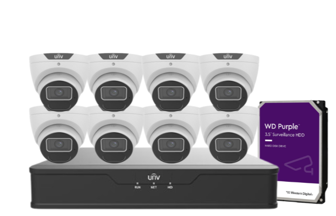 Uniview AcuTrack 6MP CCTV Kit with 8 Turret Cameras, 8-Channel NVR, AI Analytics, PoE & HDD | IPC3616SS-ADF28K-I1