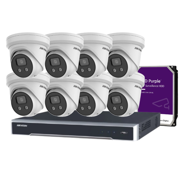 Hikvision 6MP 8-Camera CCTV Security Kit with 8-Channel 8K NVR | DS-2CD2366G2-I(U) + DS-7608NI-M2/8P + HDD | AcuSense AI, PoE, IP67, Audio