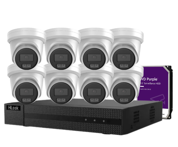 HiLook IPC-T581H-MU 4K Hi-Color CCTV Kit with 8-Channel PoE NVR + HDD | Up to 8 Cameras | SKU: IPC-T581H-MU-8KIT