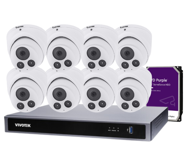 Vivotek IT9380-H 5MP CCTV Kit with 8 Cameras + 8-Channel NVR & HDD – Complete AI Surveillance System
