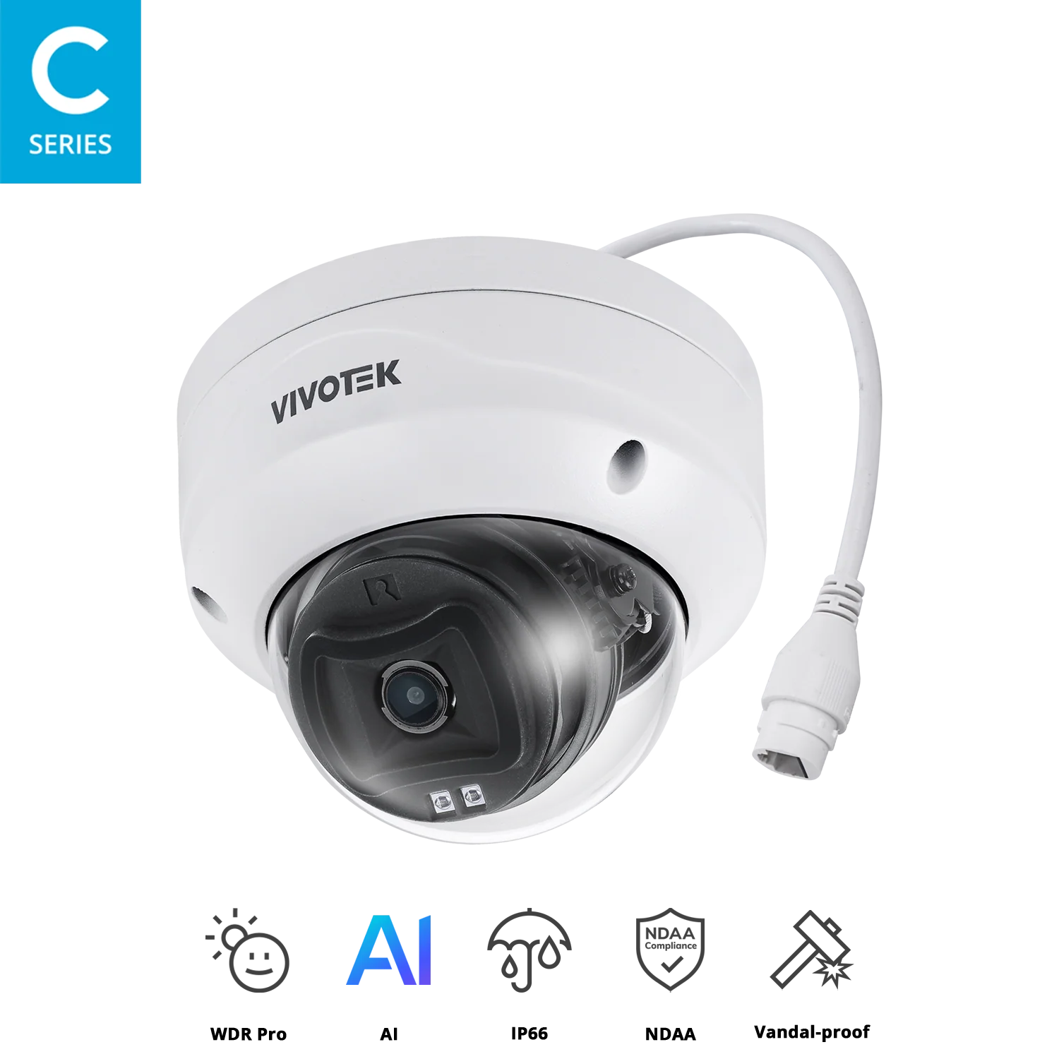 VIVOTEK FD9383-HV 5MP Fixed Dome Network Camera – Smart VCA, 30fps, WDR Pro, IP66/IK10, AI Analytics