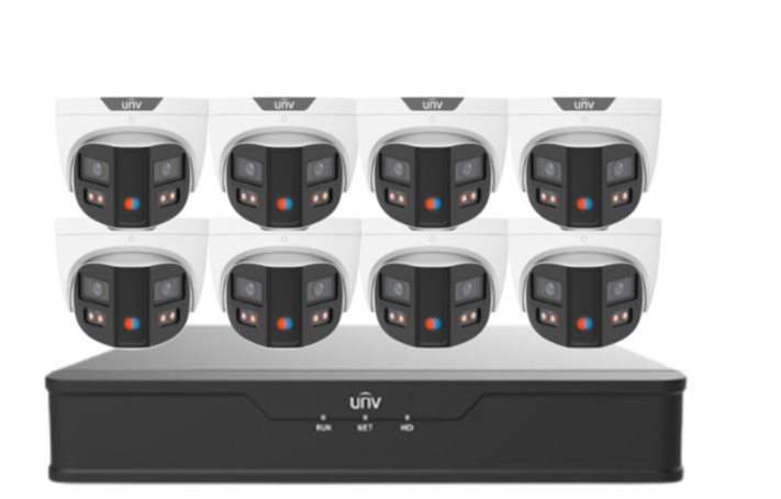 Uniview PRIME-III 8MP 180° Dual-Lens AI CCTV Kit – 8 Channel NVR + HDD – ColorHunter, Smart AI, 30m IR – SKU: IPC3K28SE-ADF28KMC-DL-I0-SED